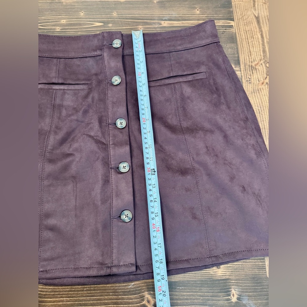 Maurices Chocolate Faux Suede Button-Front‎ Mini Skirt - Picture 5 of 6